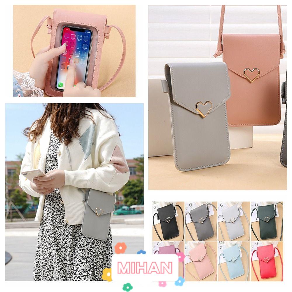 MIHAN1 Túi Xách Đeo Chéo Trong Suốt Màu Trơn Phối Khóa Thời Trang