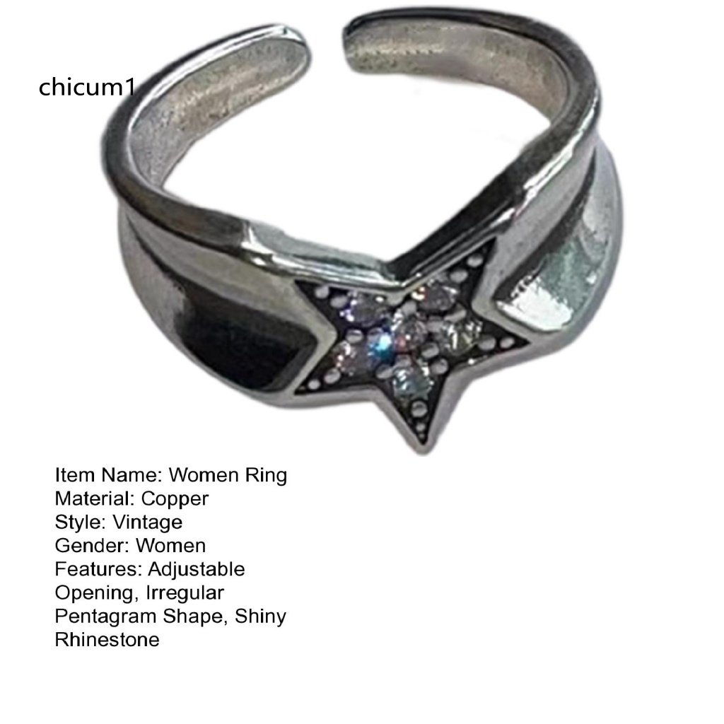 Nhẫn Hở Đính Đá Lấp Lánh Phong Cách Vintage Cho Nữ