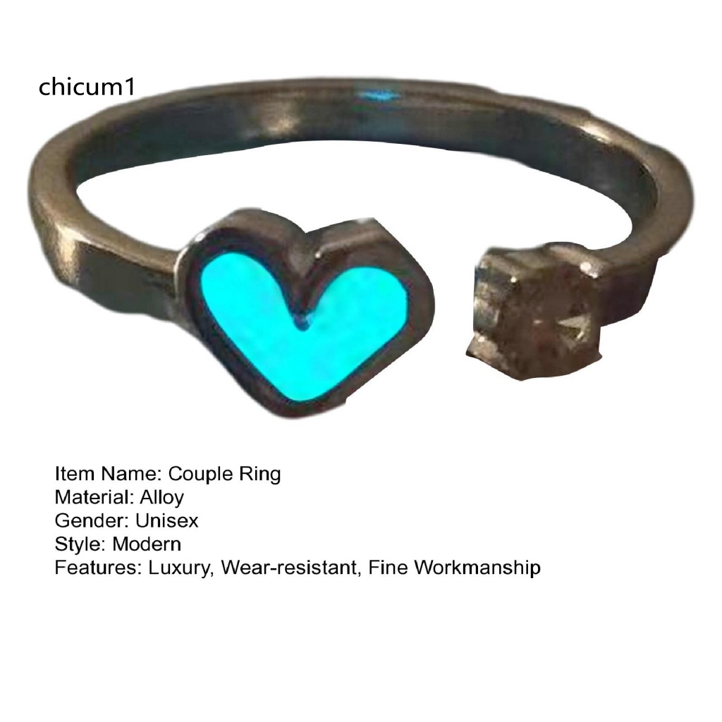 Nhẫn Dạ Quang Hình Trái Tim Có Thể Điều Chỉnh Kích Cỡ Dành Cho Cặp Đôi