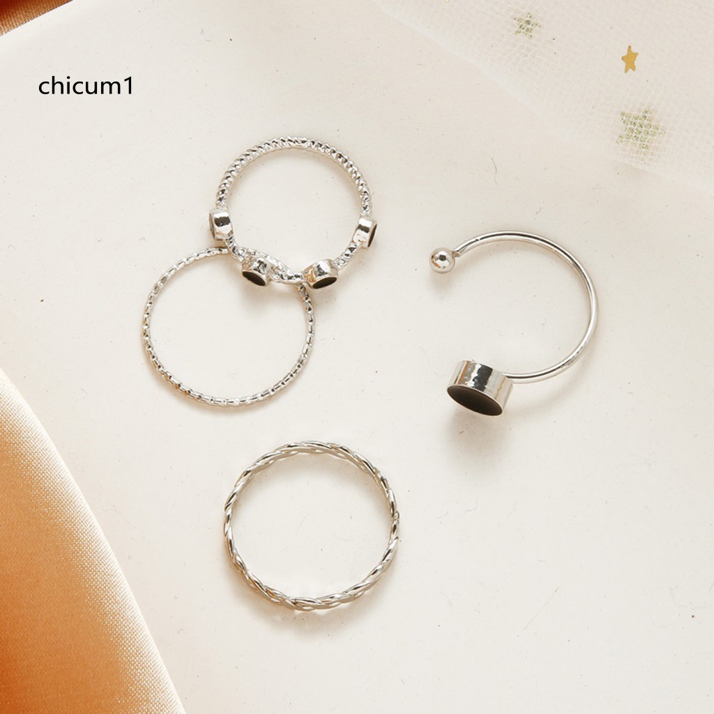 Set 4 Nhẫn Đeo Khớp Ngón Tay Màu Sắc Thời Trang