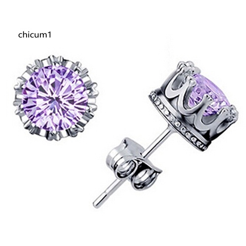 Bông Tai Mạ BạC HìNh Vương MiệN ĐíNh Đá ThờI Trang