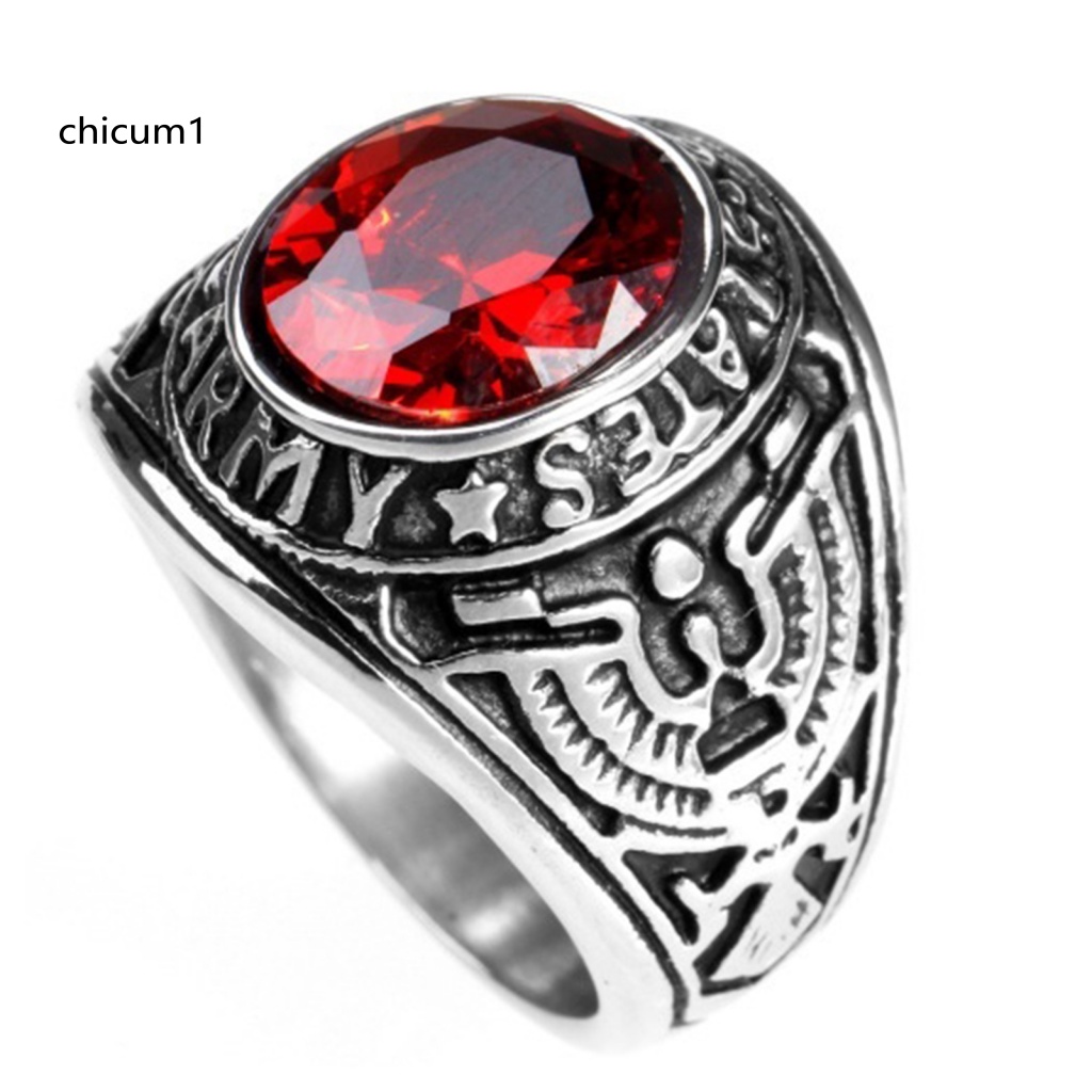 Nhẫn Đính Đá Hình Oval Phong Cách Punk Cổ Điển