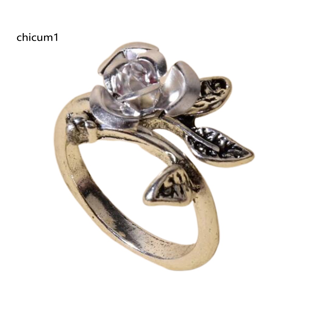 Nhẫn Đính Hôn Hai Tông Màu Hình Hoa Hồng Bằng Đồng