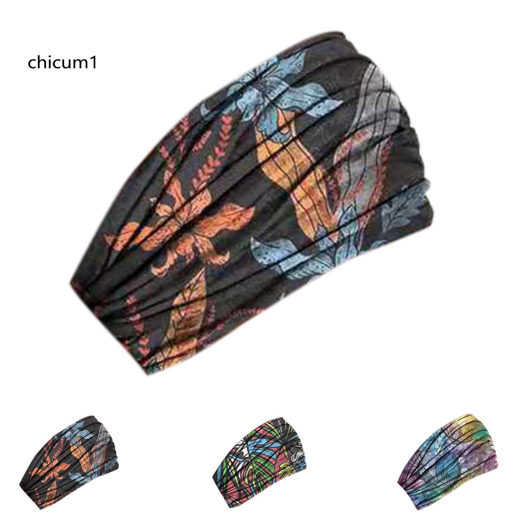 Băng Đô Cài Tóc In Họa Tiết Hoa Màu Sắc Tươi Sáng Thoải Mái Dùng Tập Yoga