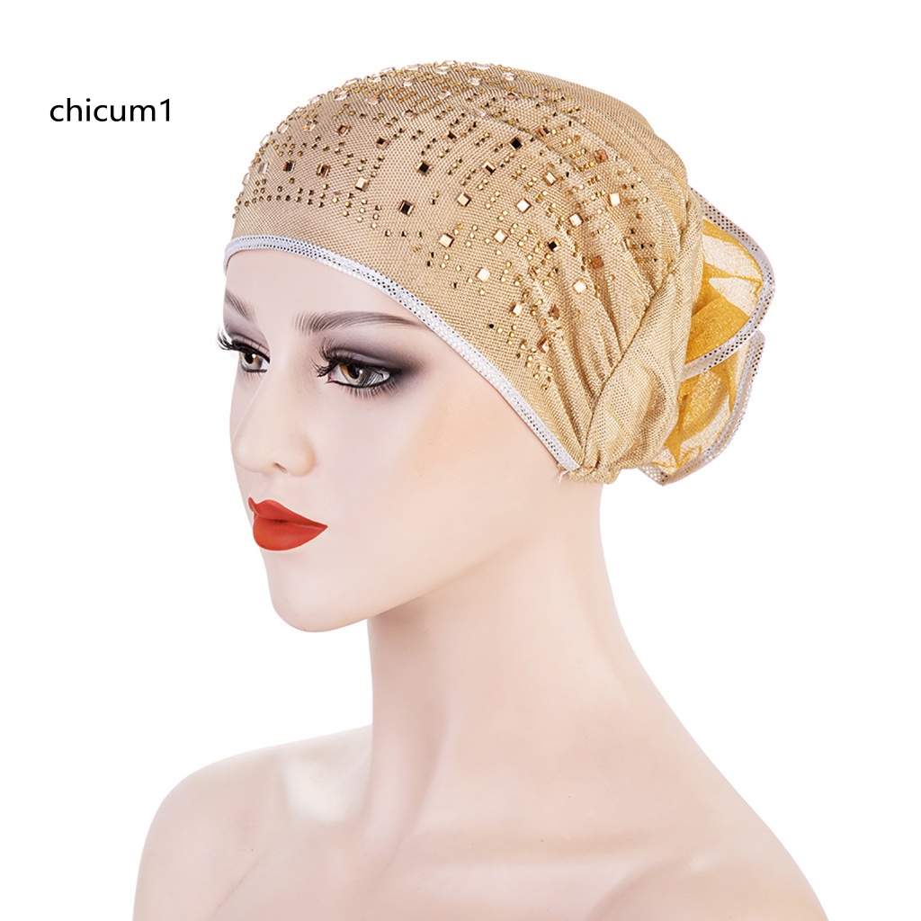 Cc Mũ Trùm Đầu Màu Trơn Đính Hoa Lớn Gấp Lại Được Phong Cách Dân Tộc Khi Ngủ