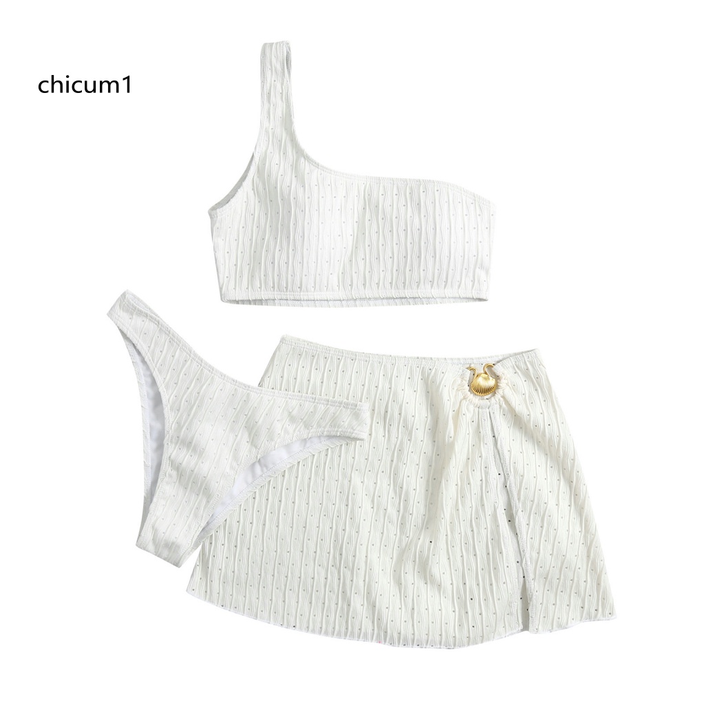 Set 3 Món Đồ Bikini Gồm Áo Ngực + Chân Váy Lưng Cao + Áo Ngực Đi Biển