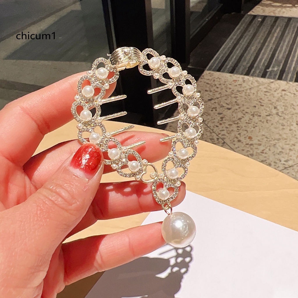 Kẹp Tóc Càng Cua Đính Đá &amp; Ngọc Trai Giả Chống Trượt