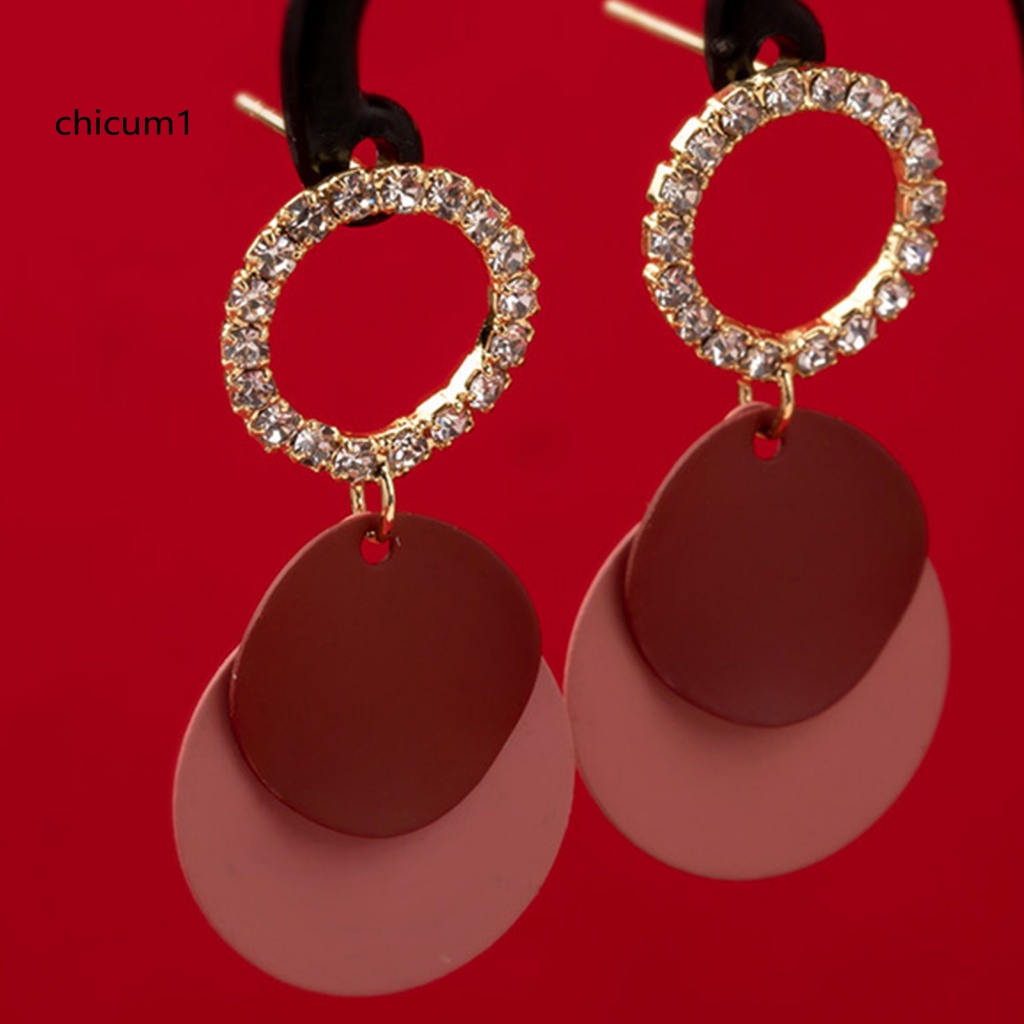 1 Đôi Bông Tai Mạ Bạc Dáng Dài Hình Tròn Thời Trang Dành Cho Nữ