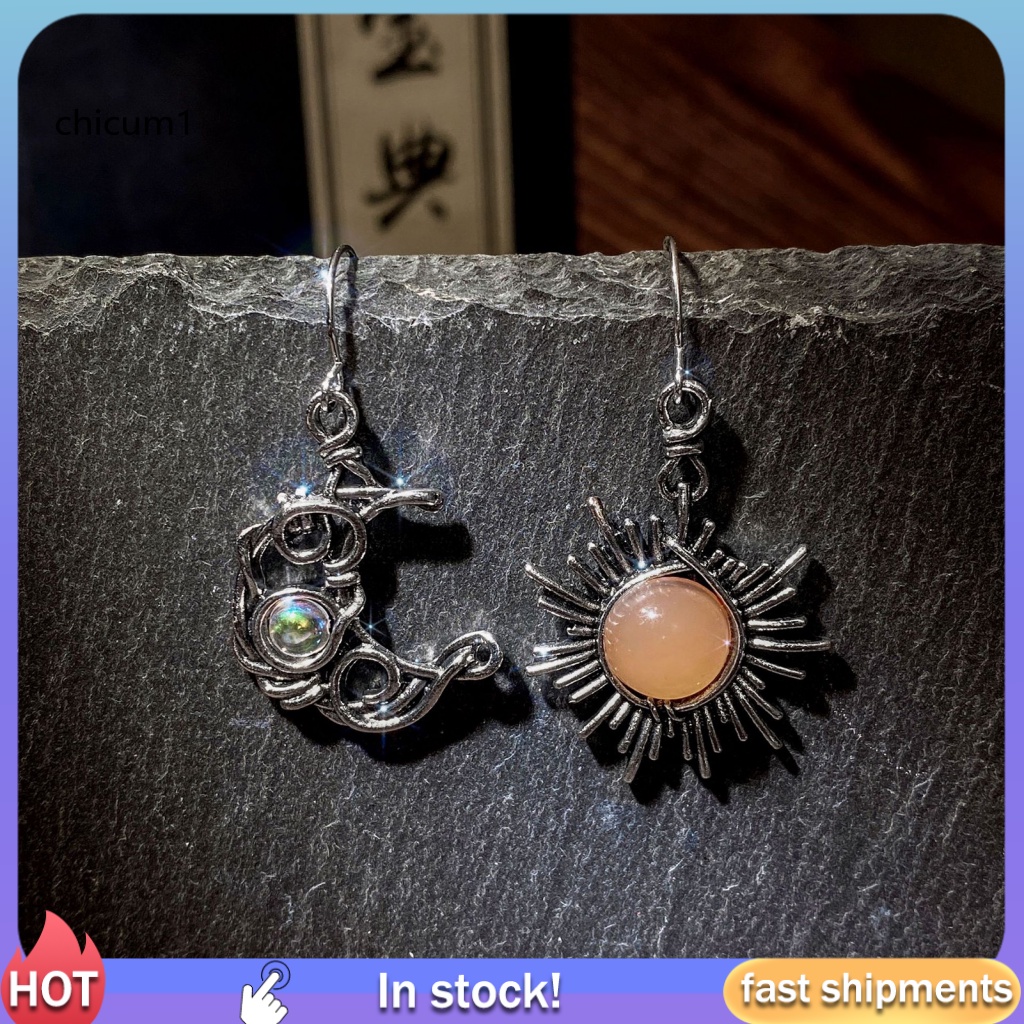 1 Cặp Khuyên Tai Hợp Kim Hình Mặt Trăng Dễ Phối Đồ Thời Trang Cho Nữ