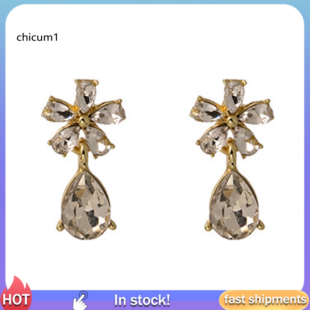 1 Cặp Bông Tai Mạ Điện Đính Đá Lấp Lánh Thời Trang Dành Cho Nữ