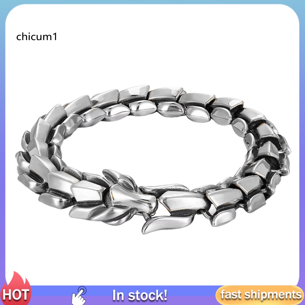 Vòng Đeo Tay Hình Đầu Rồng Phong Cách Âu Mỹ Cá Tính Cho Nam