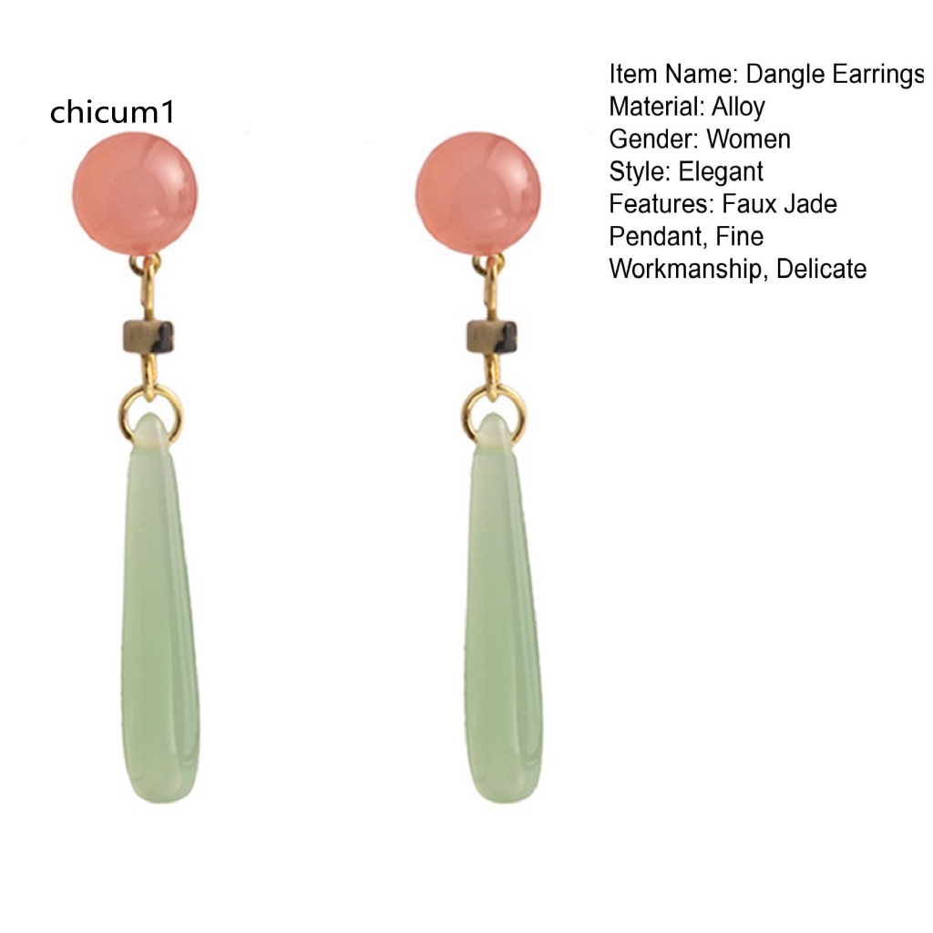 1 Đôi Khuyên Tai Dáng Dài Đính Hạt Ngọc Bích Giả Phong Cách Trung Hoa