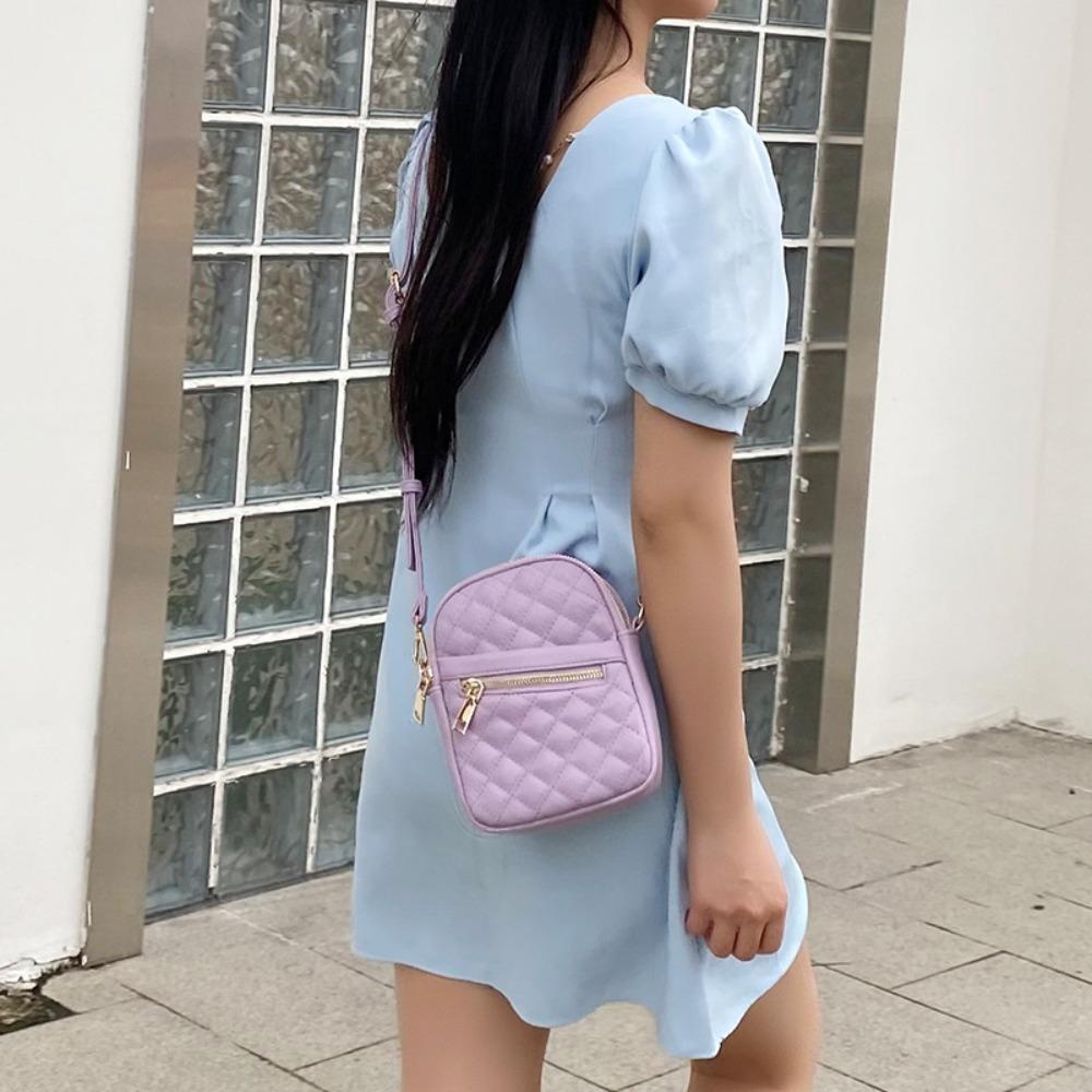 NIUYOU Túi Đựng Điện Thoại Mini Bằng Da PU Màu Trơn Họa Tiết Kẻ Sọc Phong Cách Cổ Điển Thời Trang Cho Nữ