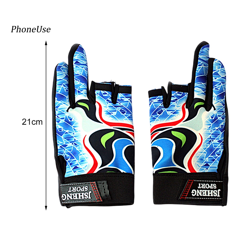 1 Cặp Găng Tay Da PU 3 Ngón Chống Trượt Có Thể Điều Chỉnh Dùng Khi Đi Câu Cá / Leo Núi / Săn Bắn