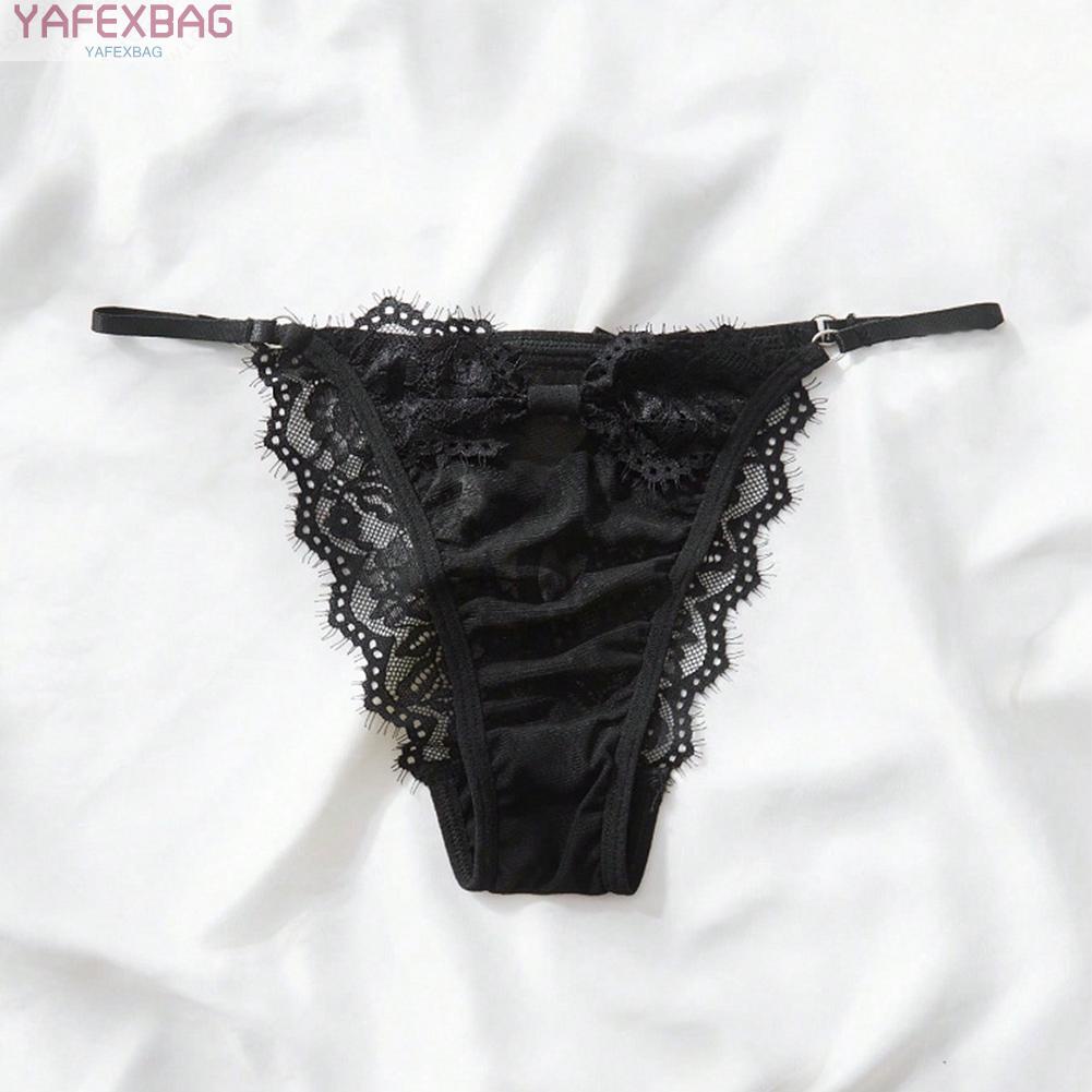 Soft Waist Women Briefs Hollow Lace Lingerie Panties Slightly Stretched