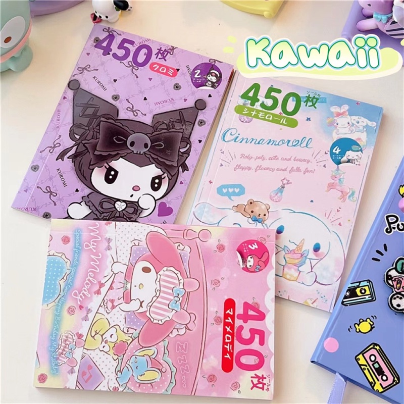 SANRIO Bộ 450 Miếng Dán Trang Trí Sổ Tay Hình Hello Kitty Cinnamoroll Kuromi