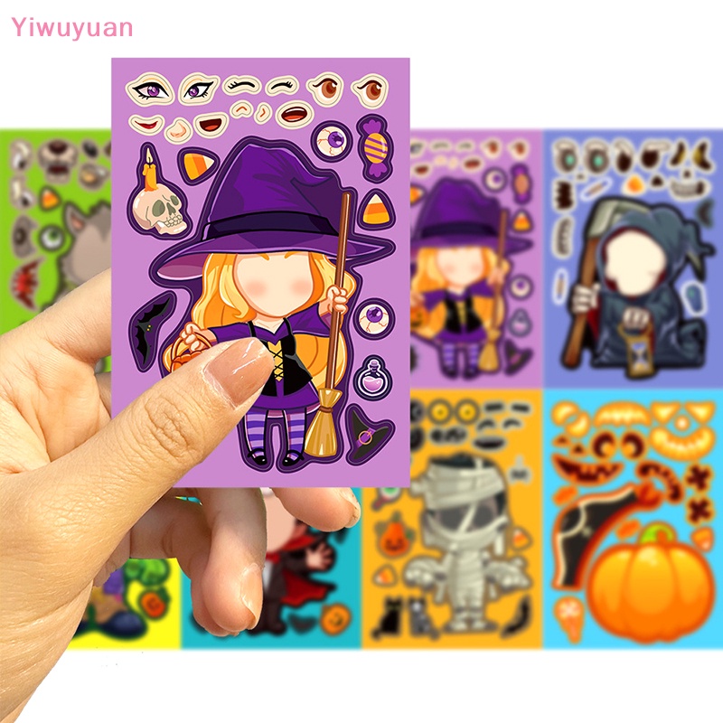 Bộ 8 Miếng Dán Trang Trí Hình Gương Mặt Phong Cách Halloween Độc Đáo Mới