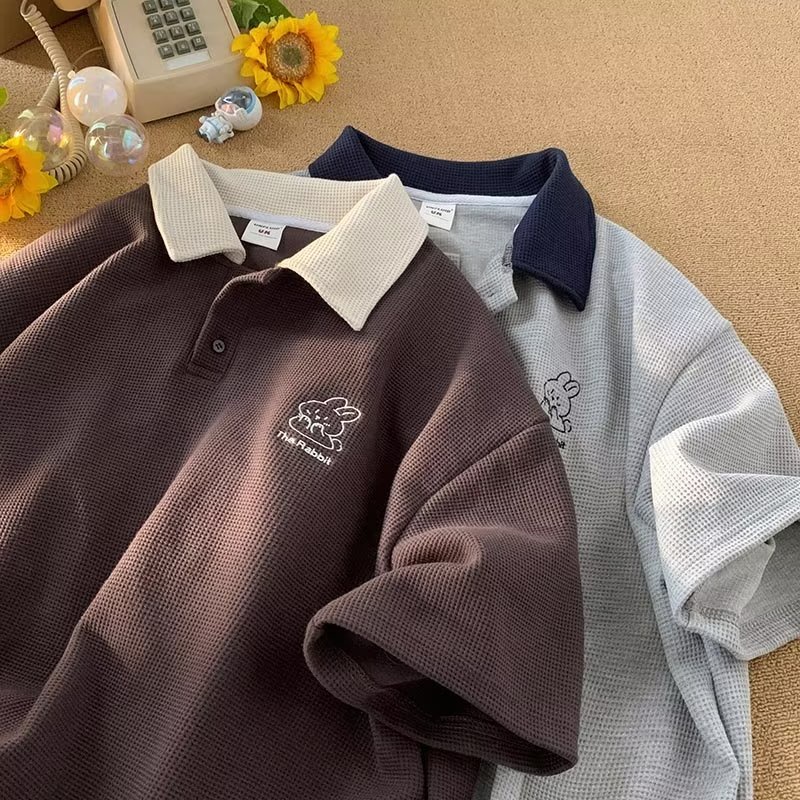 Áo Thun polo Tay Ngắn Dáng Rộng Phong Cách Hong Kong Thời Trang Mùa Hè Cho Nữ Plus Size