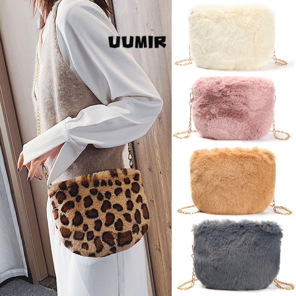 UUMIR Túi Đeo Chéo Phủ Bông Họa Tiết Da Báo Cỡ Lớn Thời Trang Sành Điệu