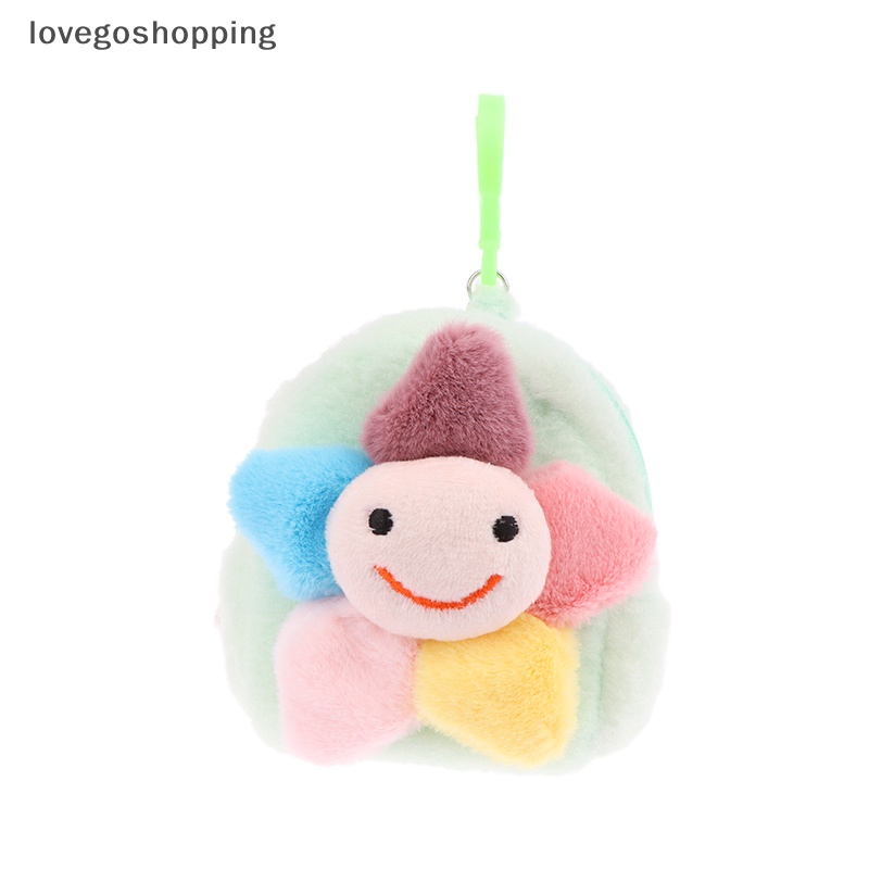 Ví Đựng Tiền Xu / Tai Nghe Mini Hình Hoa Mặt Cười Bằng Lông Nhung Dễ Thương Xinh Xắn