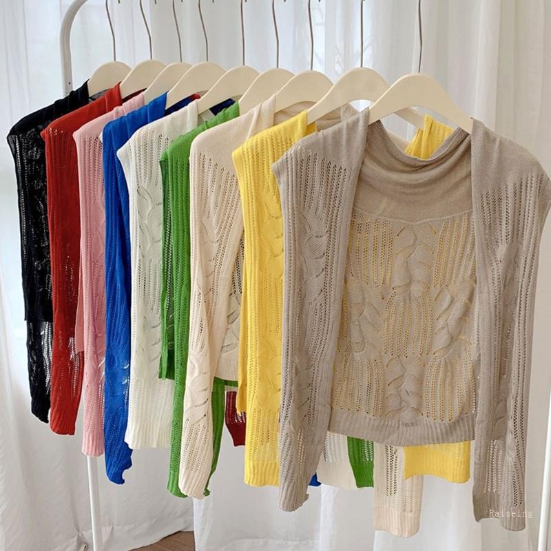 Áo Choàng Dệt Kim Chống Nắng Đa Năng Màu Sắc Xinh Xắn Cho Nữ