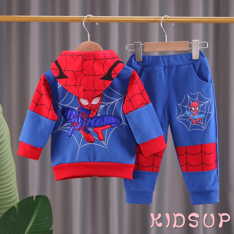 Set Đồ Mùa Thu 1 Món Gồm Áo Tay Dài Có Khóa Kéo + Quần Dài Lưng Thun In Họa Tiết Người Nhện Màu Sắc Tươ