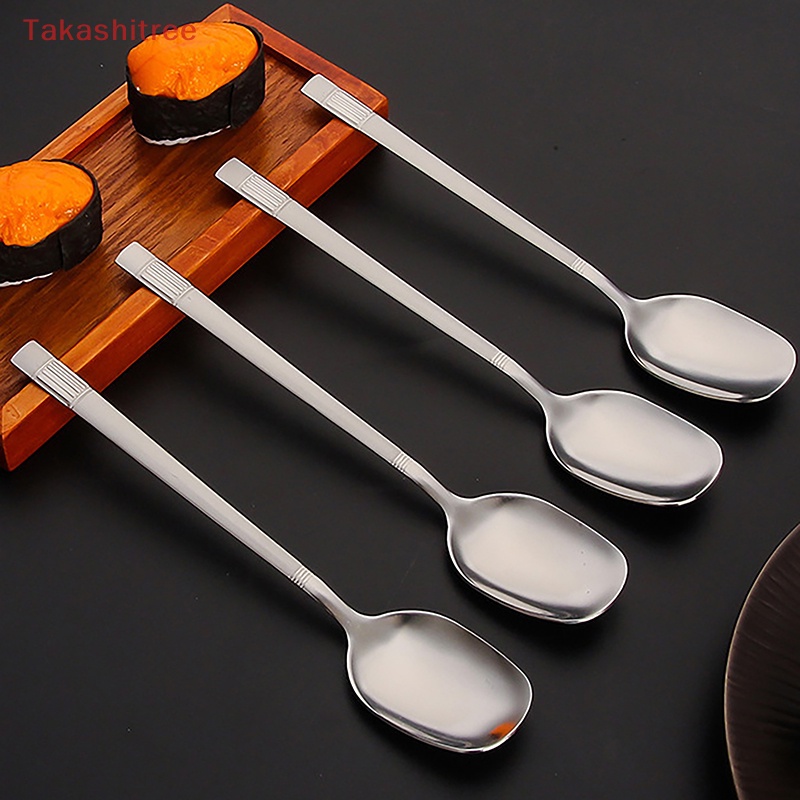Muỗng Cà Phê / Ăn Tráng Miệng Mini Bằng Thép Không Gỉ Tay Cầm Dài Sáng Tạo Dành Cho Nhà Bếp