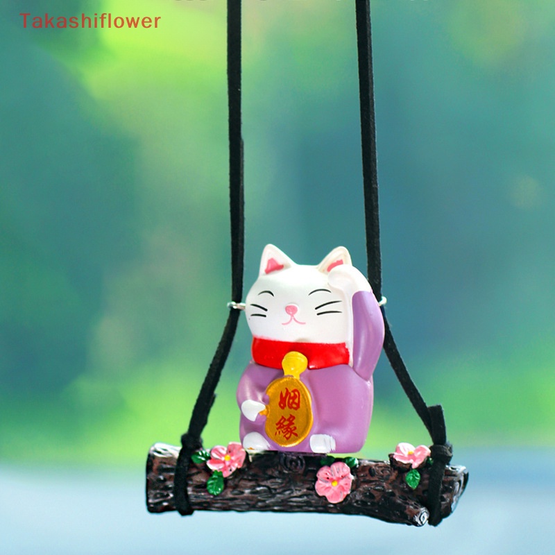 [TakashiflowerV] Phụ Kiện Treo Trang Trí Gương Chiếu Hậu Xe Hơi Hình Mèo May Mắn Hoạt Hình Đáng Yêu Maneki-Niko