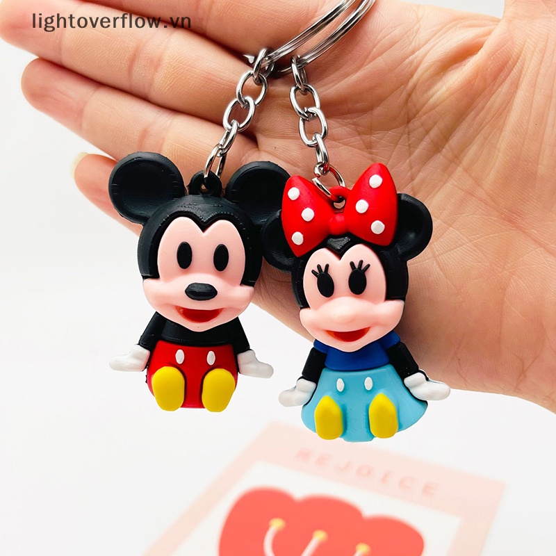 1 Móc Khóa Cặp Đôi Hình Mickey Minnie / Gấu Pooh / Chuột Mickey Bằng Silicon Dễ Thương