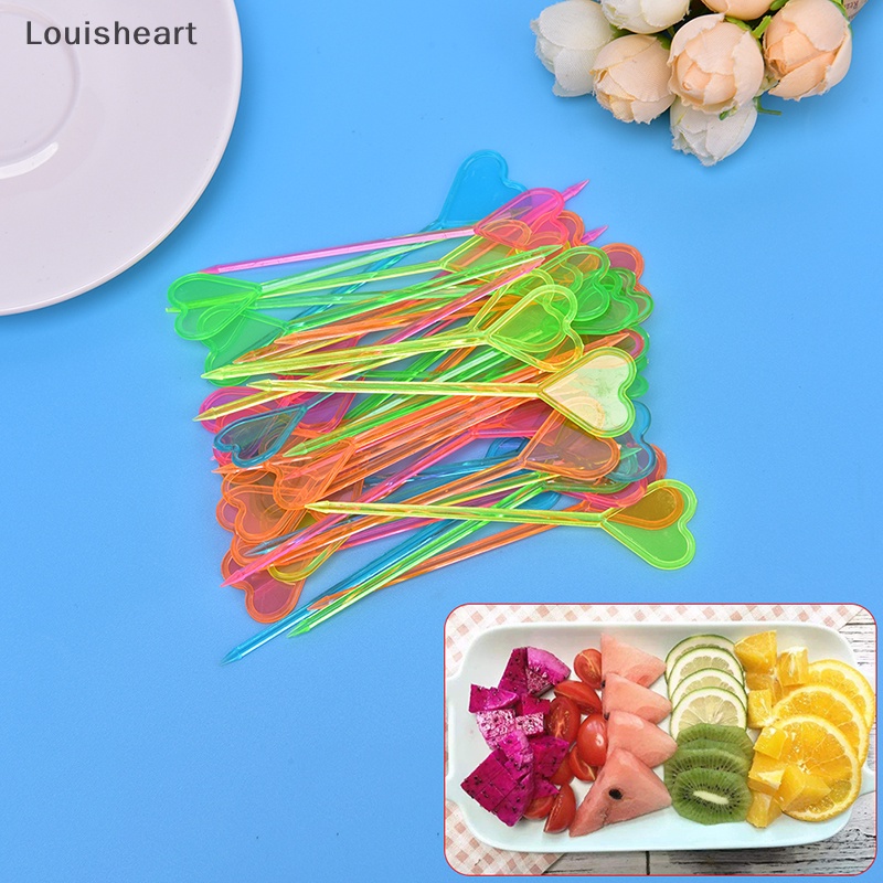 50 Nĩa Ăn Trái Cây Hình Mũi Tên Bằng Nhựa Louisheart TFG