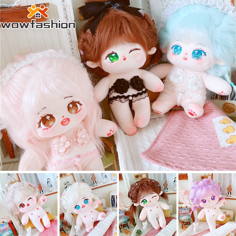 Búp Bê Nhồi Bông Cotton Tóc Dài 20cm Hình Thần Tượng Tóc Dài Làm Quà Tặng Sinh Nhật DIY