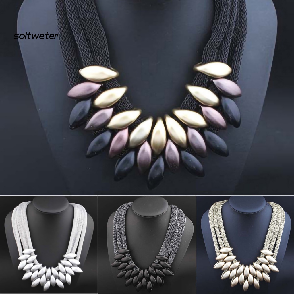 Vòng Cổ Choker Nhiều Lớp Mặt Lá Hợp Kim Cho Nữ