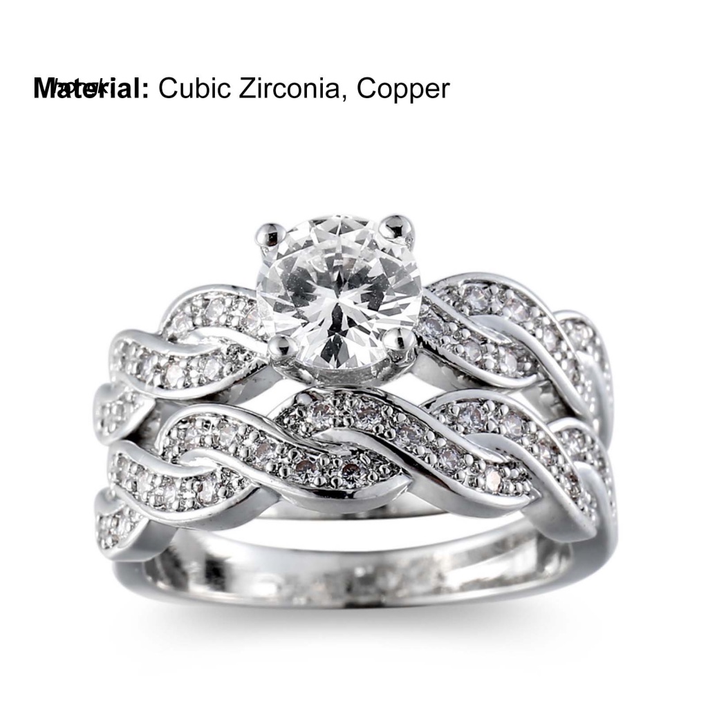 Set 2 Nhẫn Cưới Bằng Đồng Đính Đá Tinh Xảo