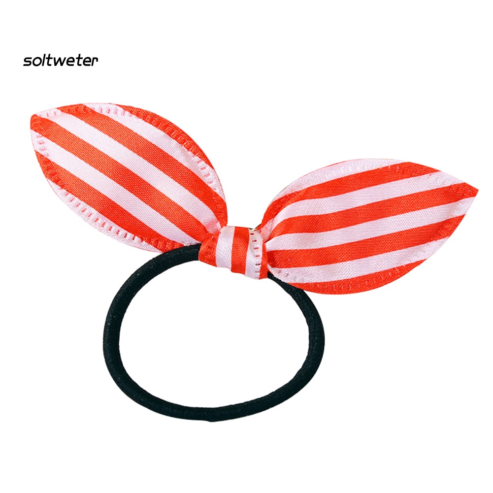 Bộ 20 Dây Cột Tóc Co Giãn Hình Tai Thỏ Họa Tiết Chấm Bi Dễ Thương