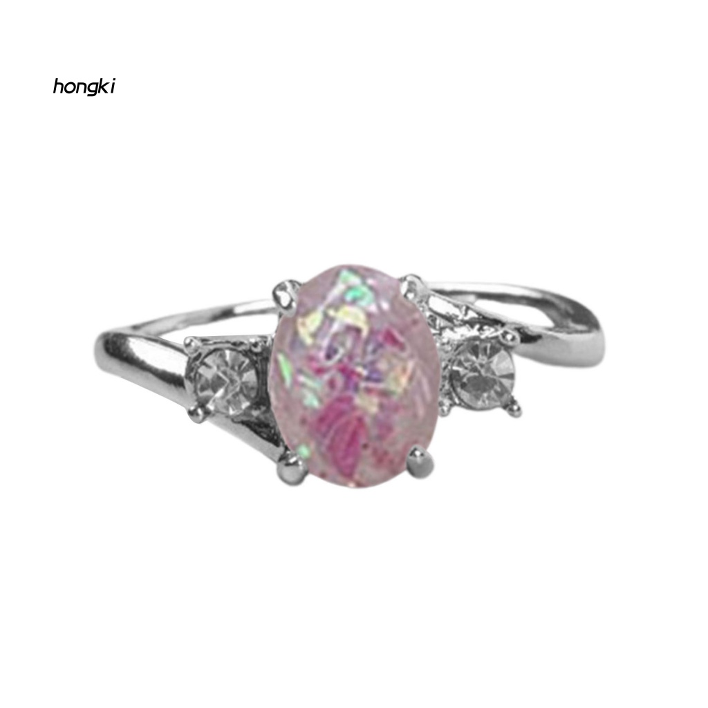 Nhẫn ĐíNh NgọC MắT MèO Và Kim Cương Giả HìNh Oval ThờI Trang