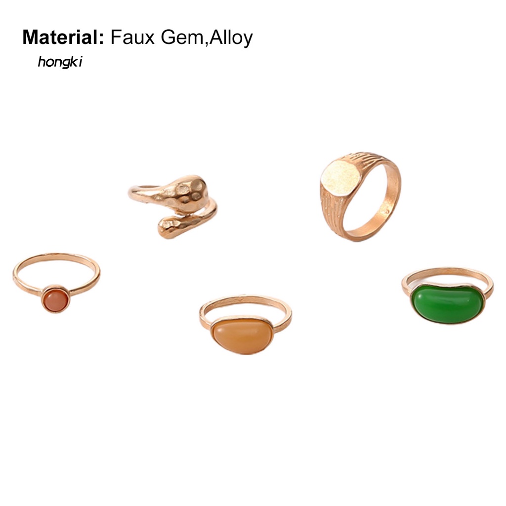 Set 5 NhẫN KhớP NgóN Tay ĐíNh Đá MàU Xanh Lá Sang TrọNg