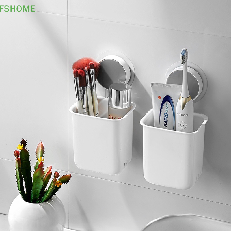 Fshome Giá Đỡ Bàn Chải Đánh Răng Cốc Sắp Xếp Gọn Gàng Chống Thấm Nước Không Cần Khoan Tường