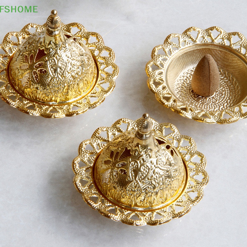1 Đế Đốt Trầm Hương Bằng Kim Loại Mạ Vàng Phong Cách Ả Rập