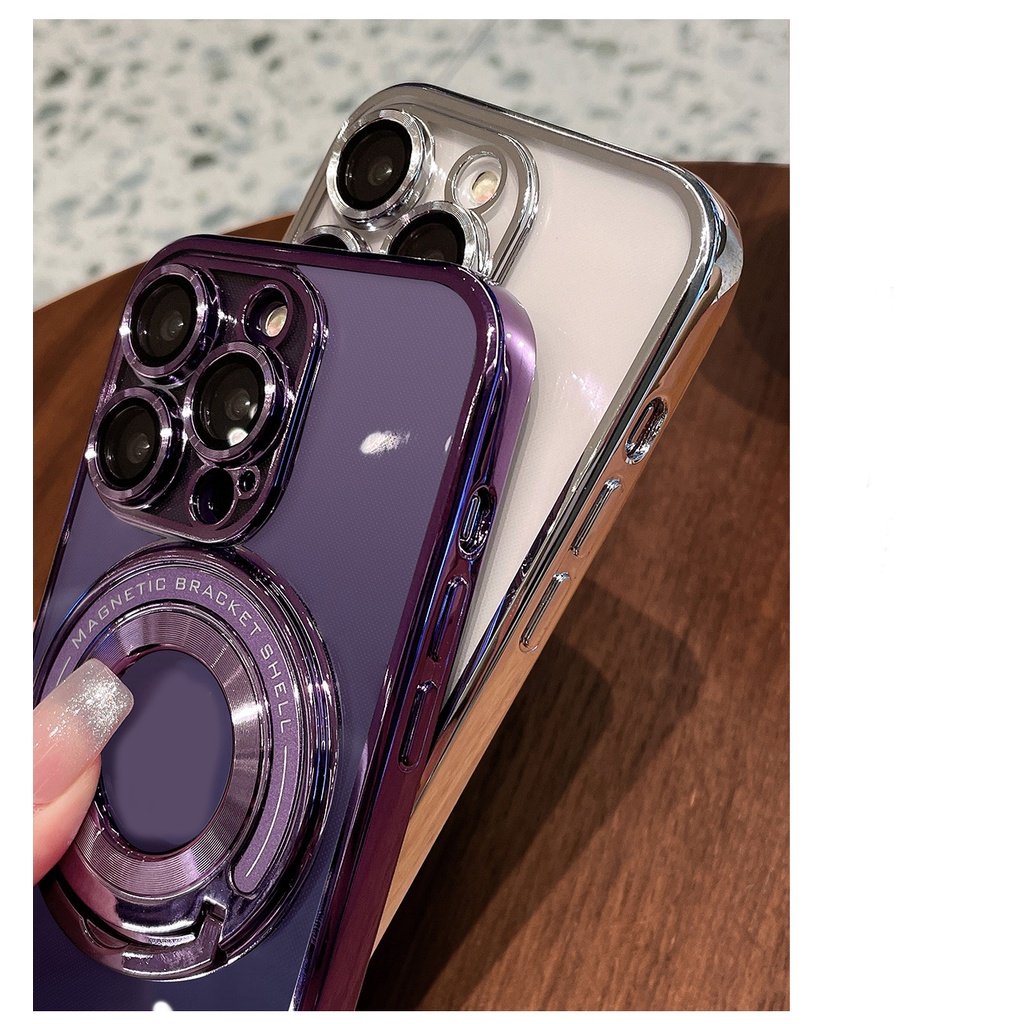 Ốp Điện Thoại Mềm Trong Suốt Chống Rơi Chống Sốc Có Giá Đỡ Từ Tính Cho iPhone 14 13 12 11 Pro Max 14 Plus