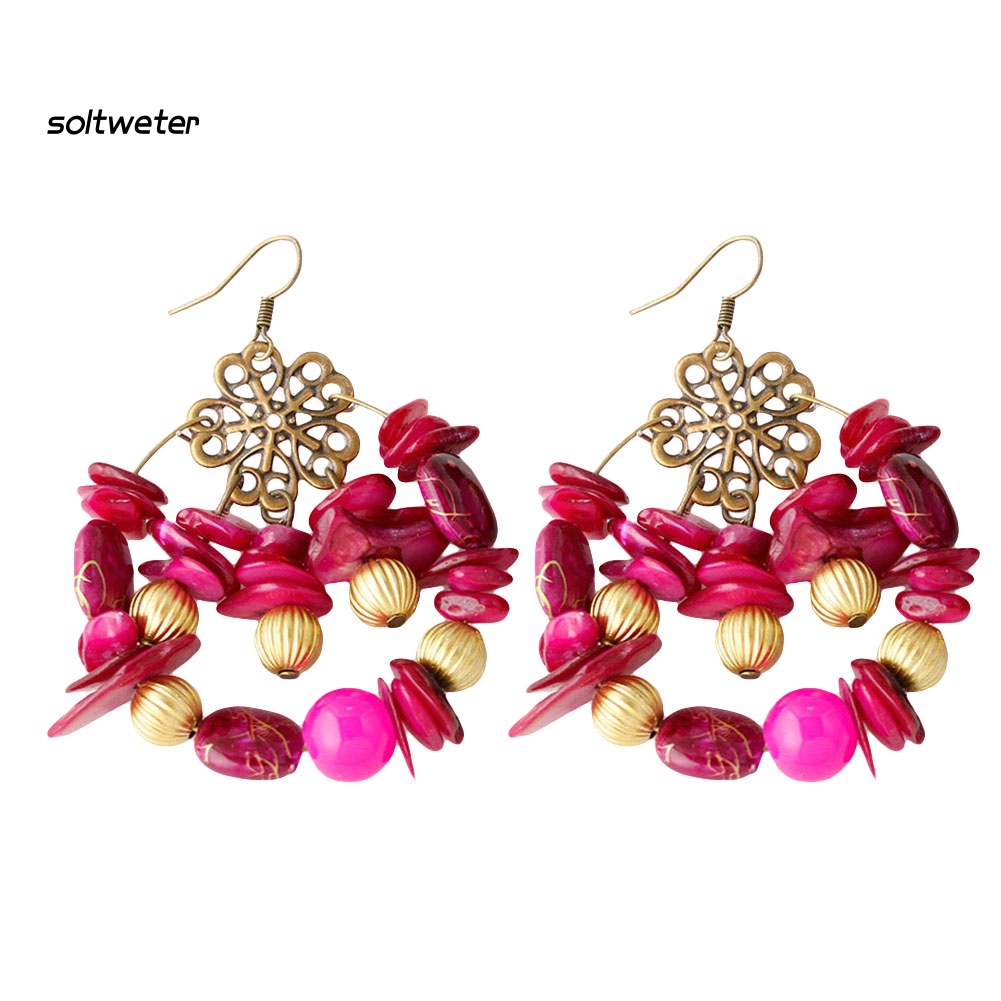 Khuyên Tai Xỏ Hạt Nhiều Màu Sắc Phong Cách Bohemian Dành Cho Nữ