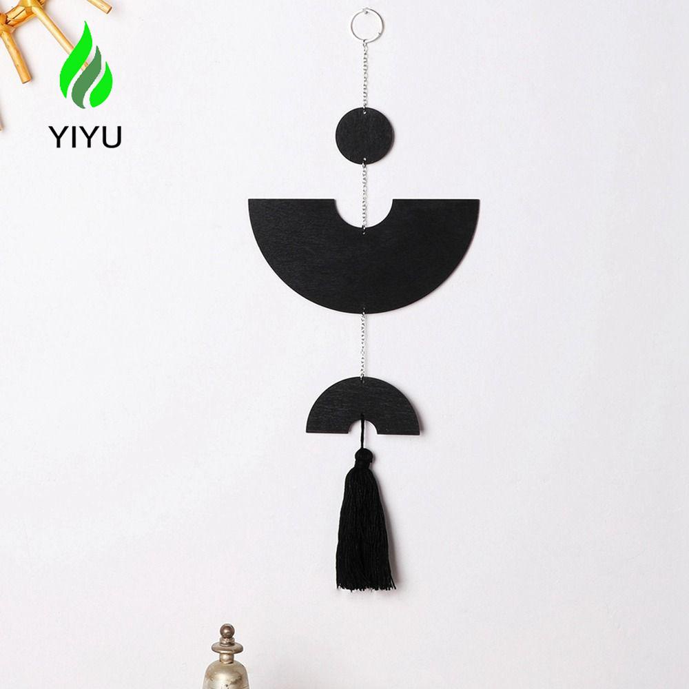 YIYU Vòng Hoa Mặt Gỗ Nửa Đĩa Phong Cách Bohemian Treo Tường Trang Trí Nhà Cửa Sang Trọng