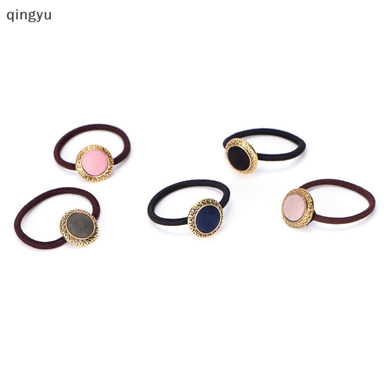 Băng Đô Cài Tóc Co Giãn Đính Nút Phong Cách Vintage Cho Nữ