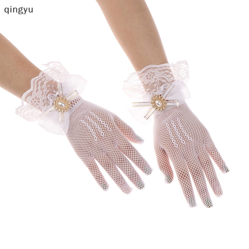 Găng Tay Lưới Lolita Trắng Đen Đính Nơ Ren Hoa Mùa Hè Tốt Cho Bé Gái