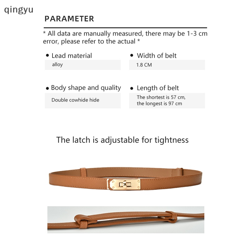 Thắt Lưng Da Bản Nhỏ Khóa Kim Loại Thời Trang Cho Nữ