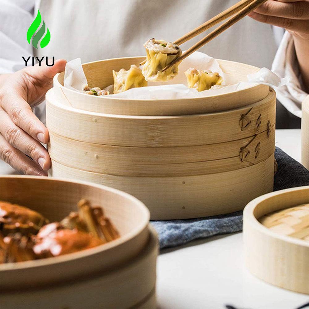 YIYU Rổ Tre Hấp Bánh Bao Có Nắp Đậy Tiện Lợi