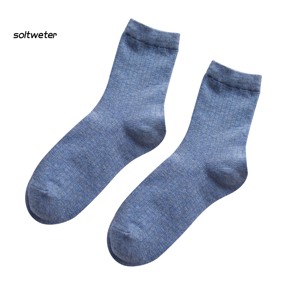 Vớ Cotton Mềm Mại Màu Trơn Thoáng Khí Giữ Ấm Mùa Đông Cho Nữ