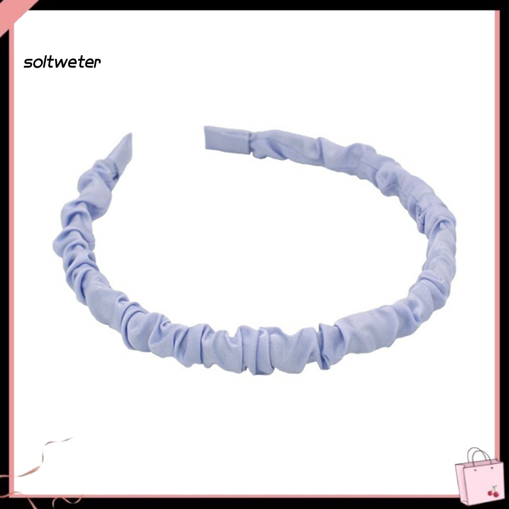 Băng Đô Cài Tóc Bằng Vải Satin Trơn Mịn Xếp Ly Màu Sắc