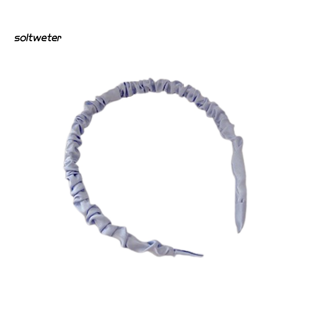 Băng Đô Cài Tóc Bằng Vải Satin Trơn Mịn Xếp Ly Màu Sắc