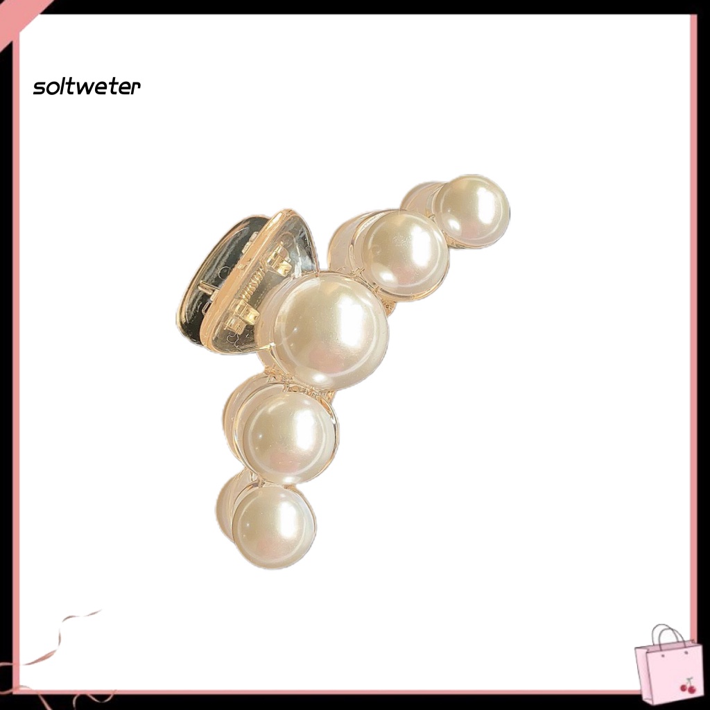 Kẹp Tóc Càng Cua Dài Bằng Nhựa Đính Ngọc Trai Giả