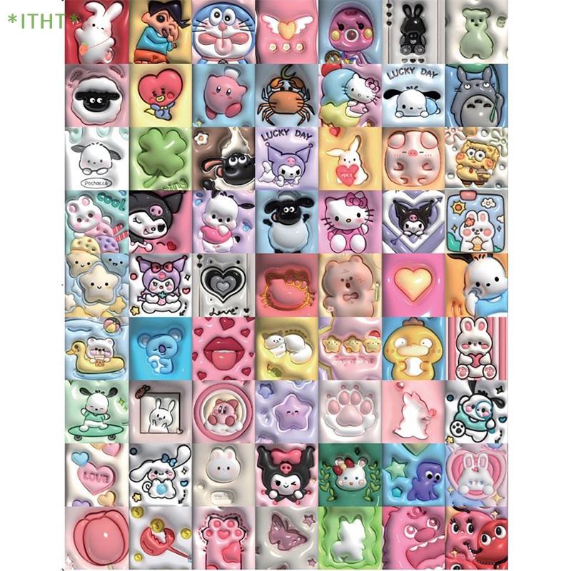 Bộ 100 Sticker Họa Tiết Anime Kuromi My Melody 3D Dễ Thương Để Trang Trí Laptop Mới